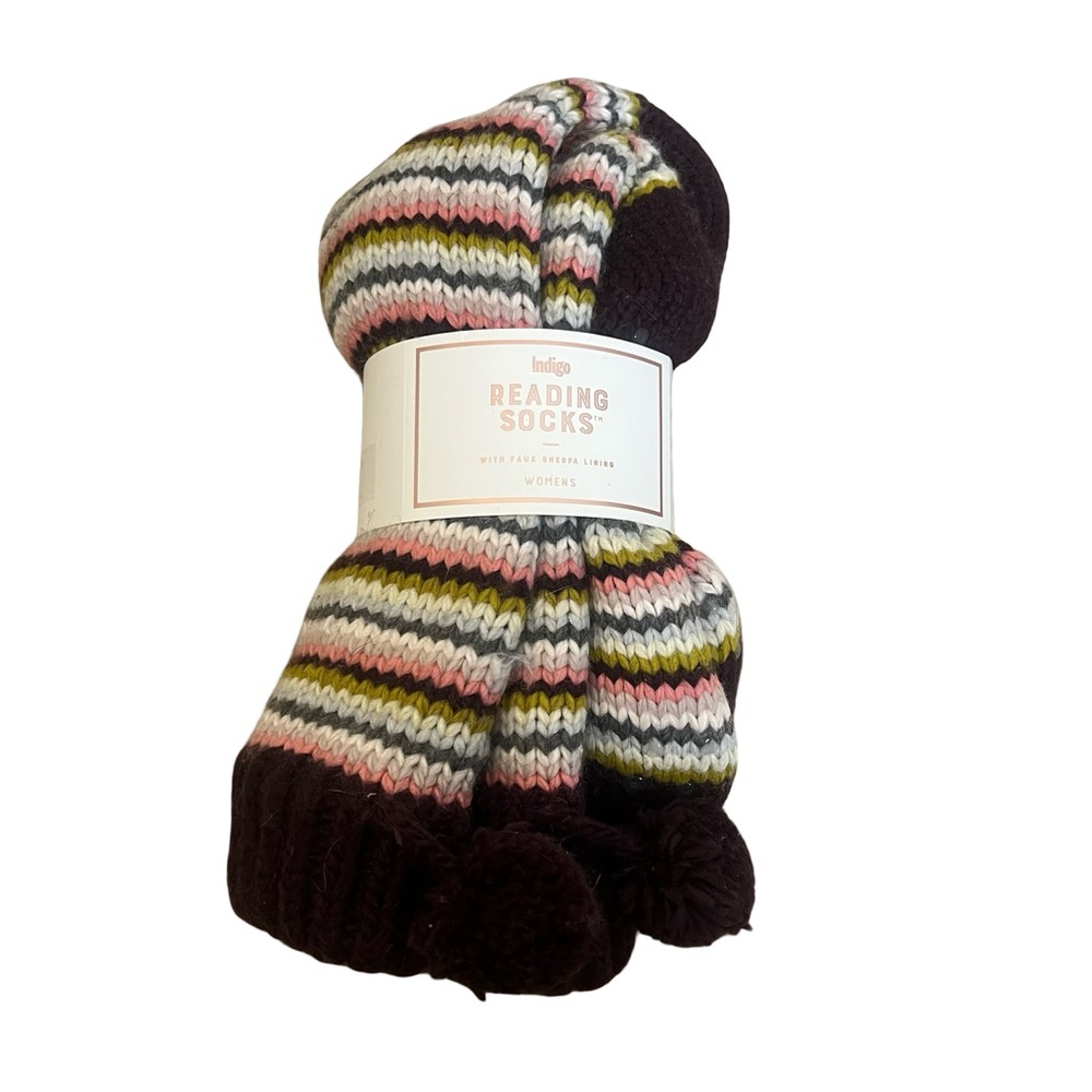 NWT Indigo knit Sherpa lined reading socks